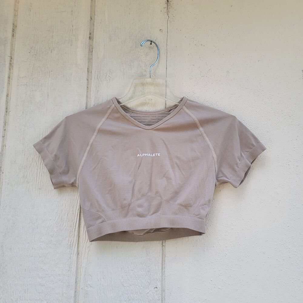 Alphalete Amplify Crop Top Beige Wmns  Size Med Athleisure
